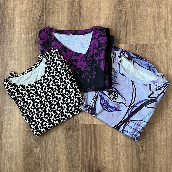 Premise Tops - 3 Top Bundle Purple and B&W Size L